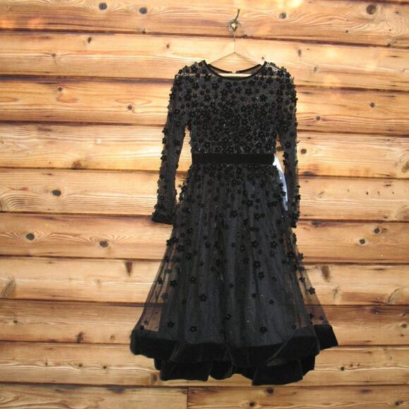 Mac Duggal Embellished Illusion Fit & Flare Dress 67007 Black - Picture 7 of 16